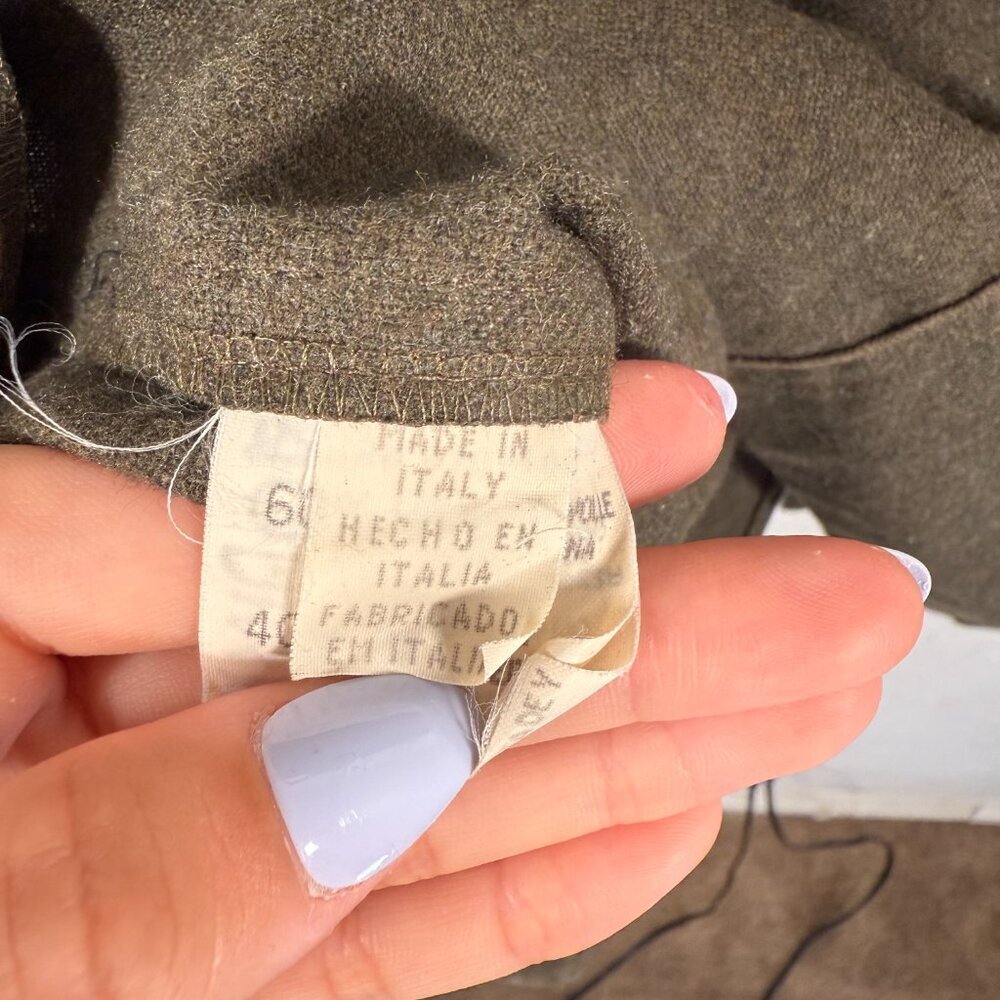 Stefanel Olive Green Knit Adjustable Strap Slit Front Midi A-Line Skirt Size 40 - Picture 11 of 16